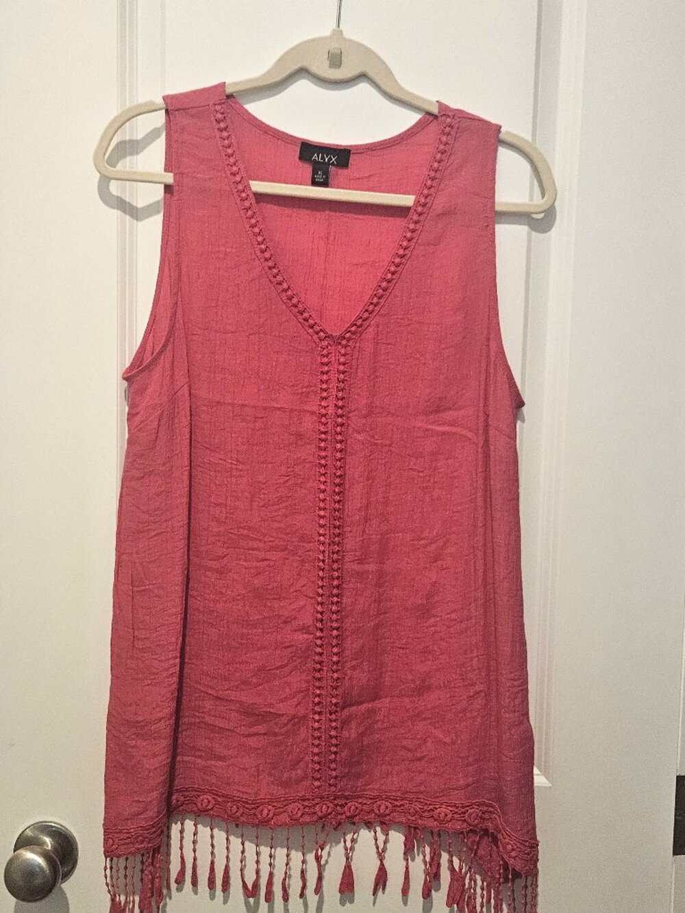 ALYX dark pink top with fringe, XL